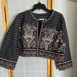 NWT Soft Surroundings Womens Sequin Beaded‎ Mandala Bolero Crop Blazer Jacket